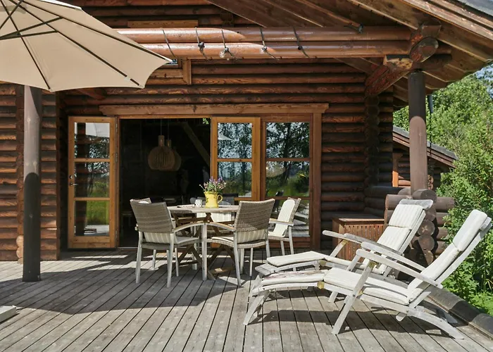 Nordic Log With Views Over The Fields Hébergement de vacances Hals